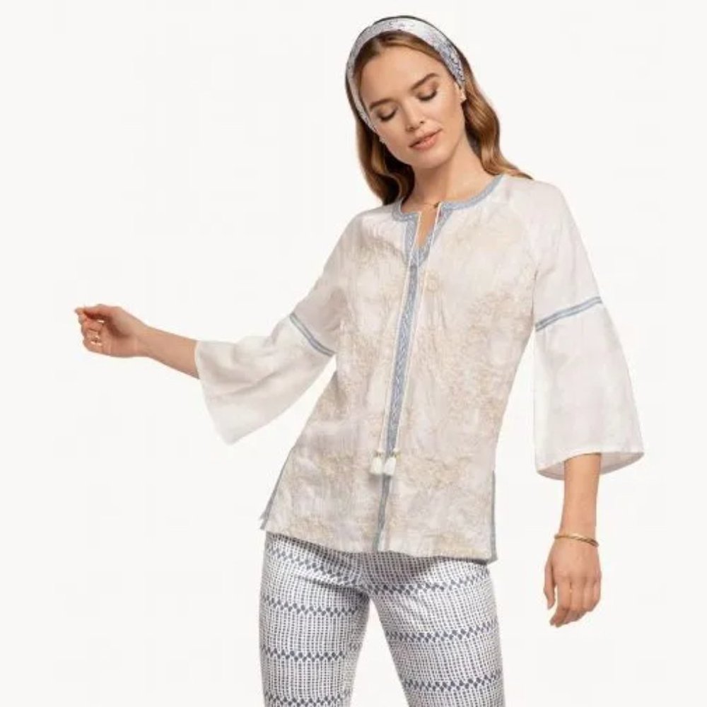 NWT Spartina 449 Soft White Floral Wren Tunic